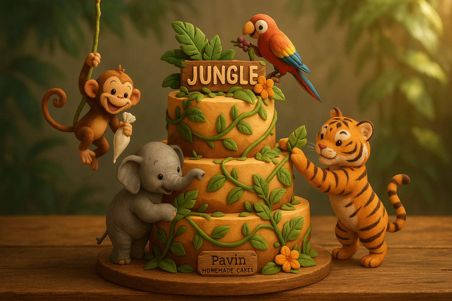 20250725 1106 jungle adventure cake simple compose 01k10152n3e5xrxhx6vbfw4c1w